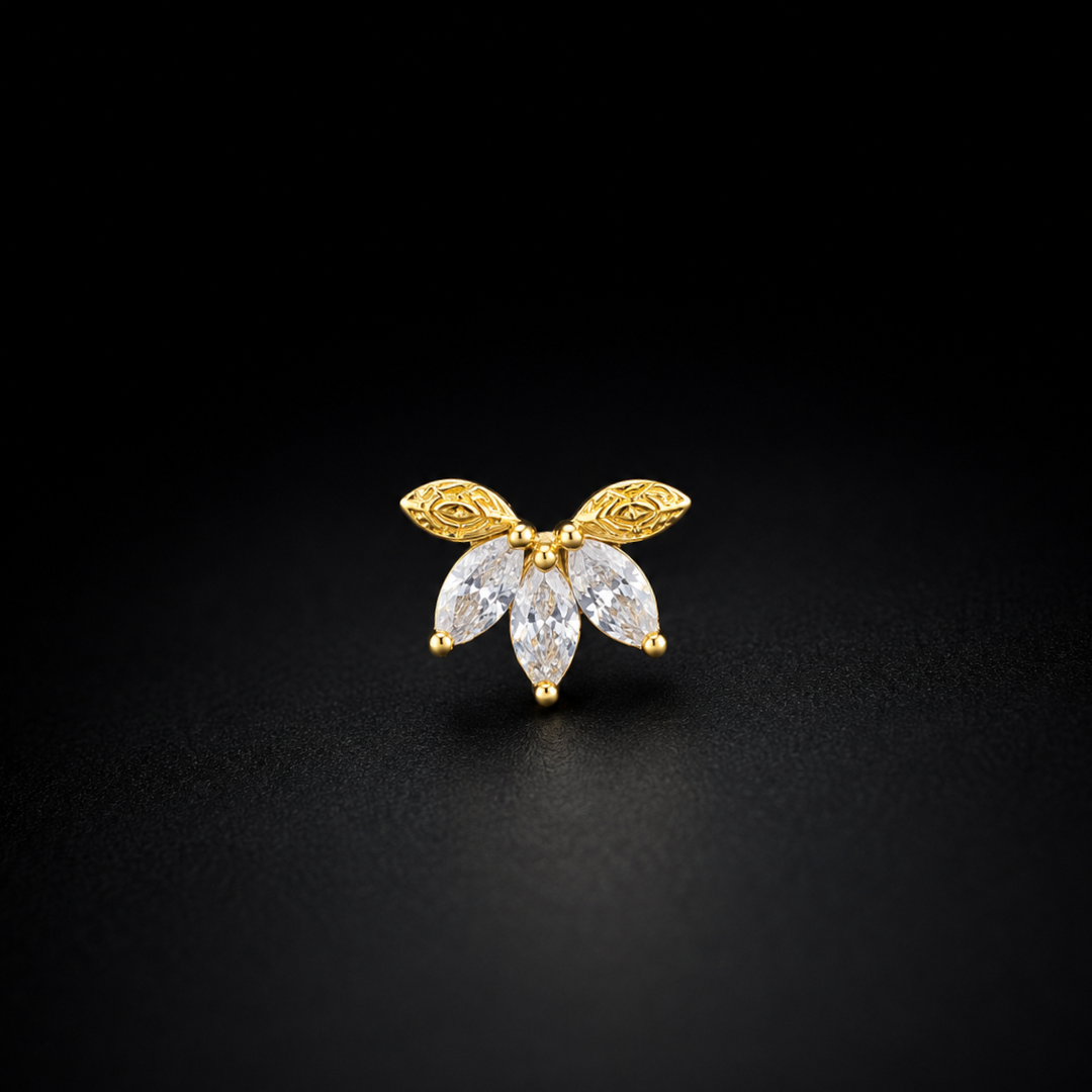 Gold-Plated 92.5 Sterling Silver Floral Nose Pin