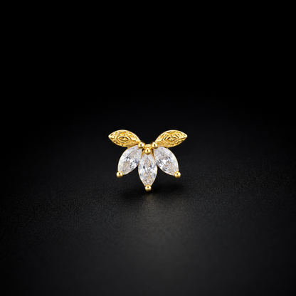 Golden Silver Flower NosePin