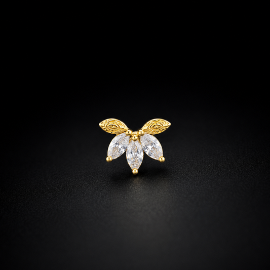 Gold-Plated 92.5 Sterling Silver Floral Nose Pin