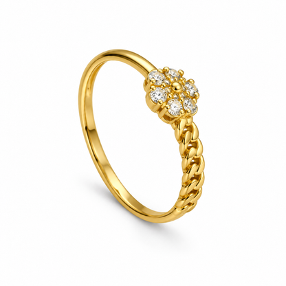 9K Gold Floral Link Ring Size 12