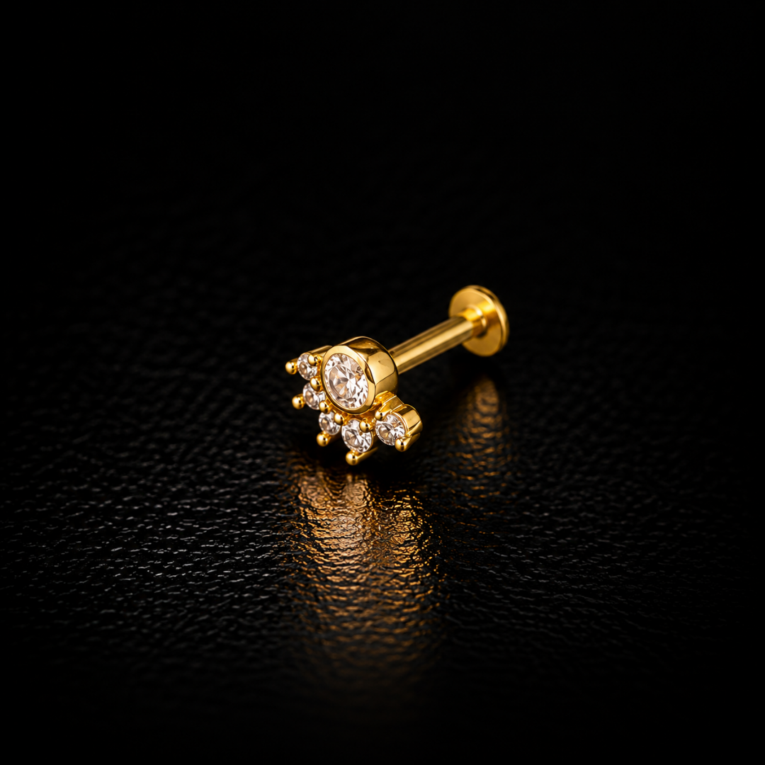 Celestial Crown Gold-Plated Silver Nose Pin