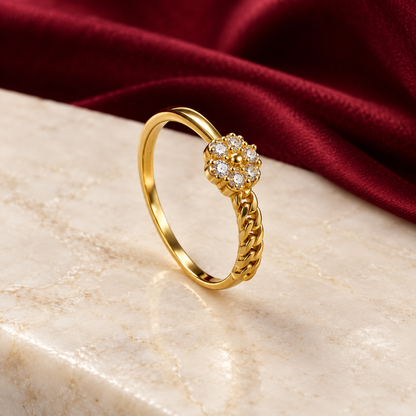 9K Gold Floral Link Ring Size 12