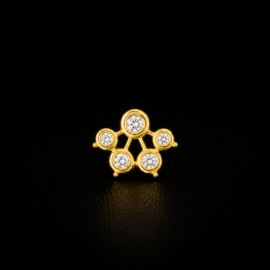 Gold Plated 92.5 Sterling Silver CZ Floral Cluster Nose Pin