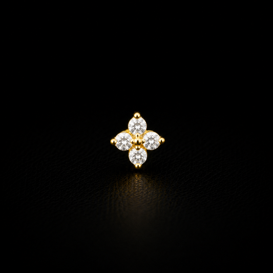 Gold Plated 92.5 Sterling Silver Floral CZ Nose Pin |