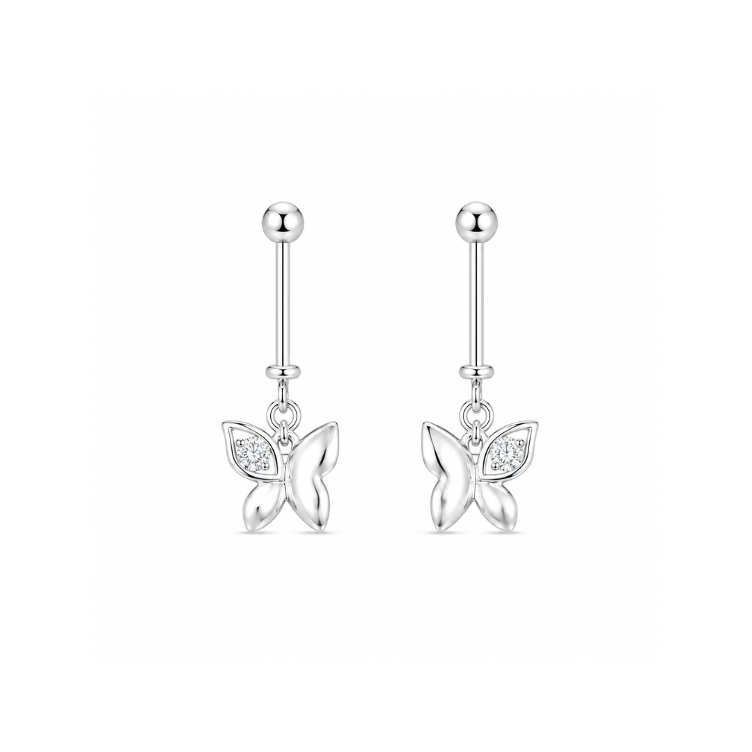 Flutter Shine Silver Butterfly Bugadi