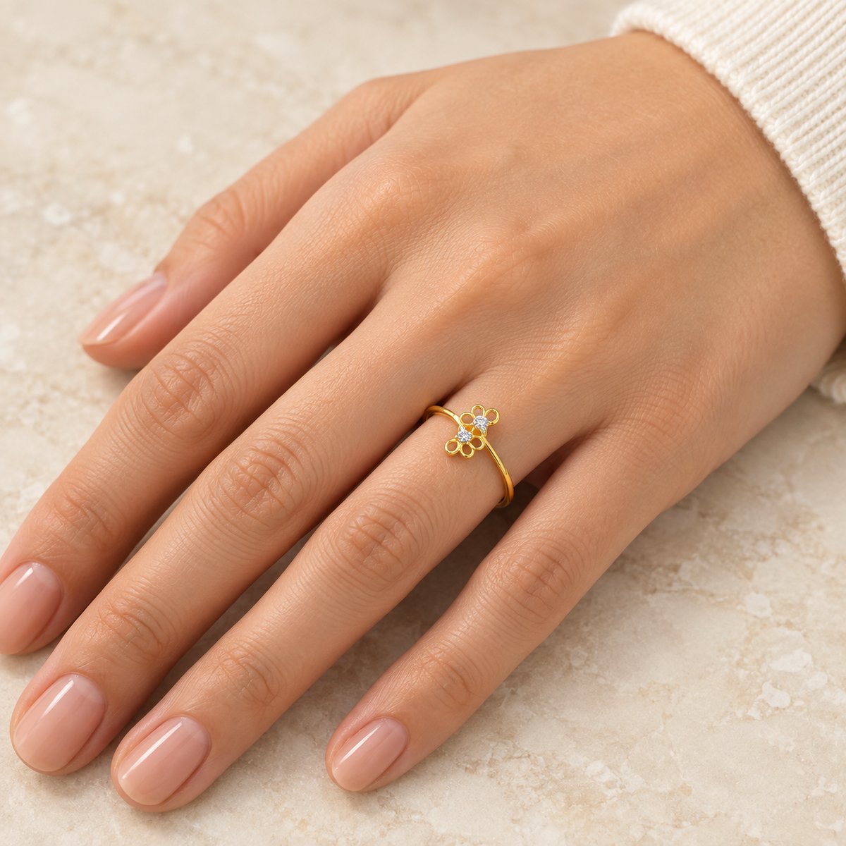 9K Gold Stone Ring Size 12