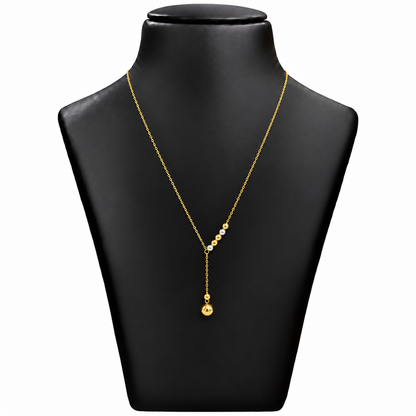 18K Gold Two Tone Ball Drop Pendant Chain