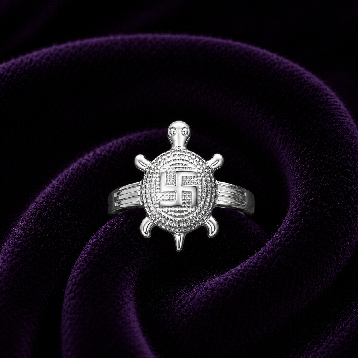 Silver Aama Ring – Auspicious Turtle Design Ring