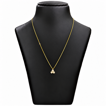 18K Gold Three Stone Floral Pendant Chain