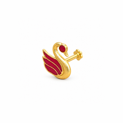 Ruby Swan Golden Earrings