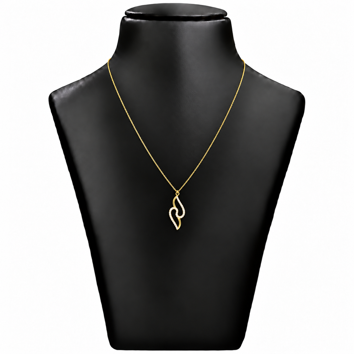 18K Gold S-Curve Stone Pendant Chain