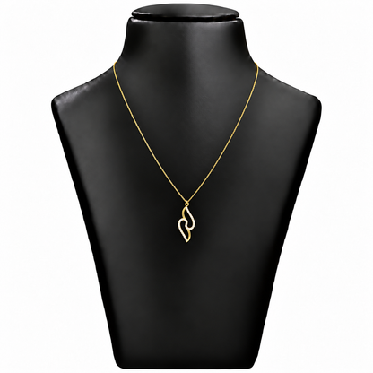 18K Gold S-Curve Stone Pendant Chain
