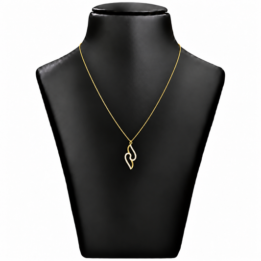 18K Gold S-Curve Stone Pendant Chain