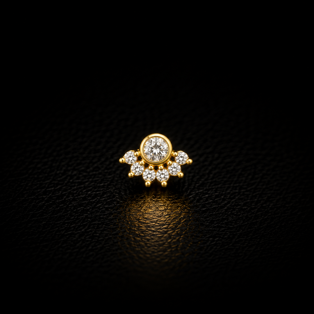 Celestial Crown Gold-Plated Silver Nose Pin