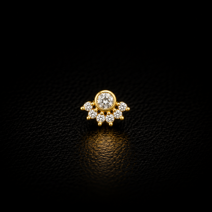 White Crown Golden Silver NosePin