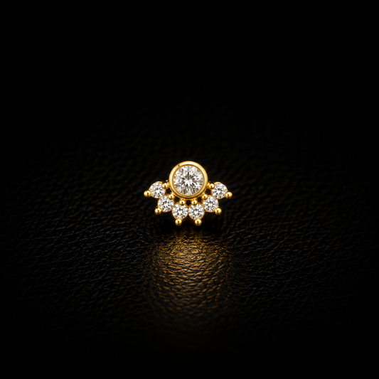 Celestial Crown Gold-Plated Silver Nose Pin
