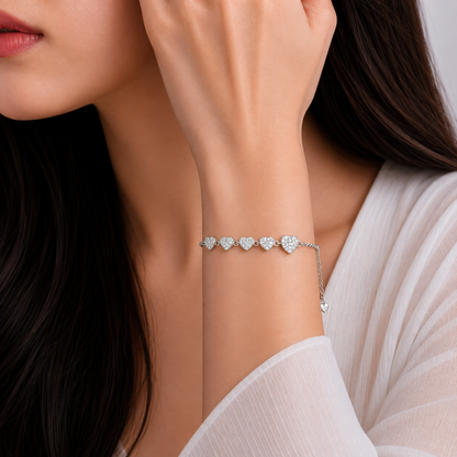 Five Hearts Sparkle 92.5 Sterling Silver Bracelet