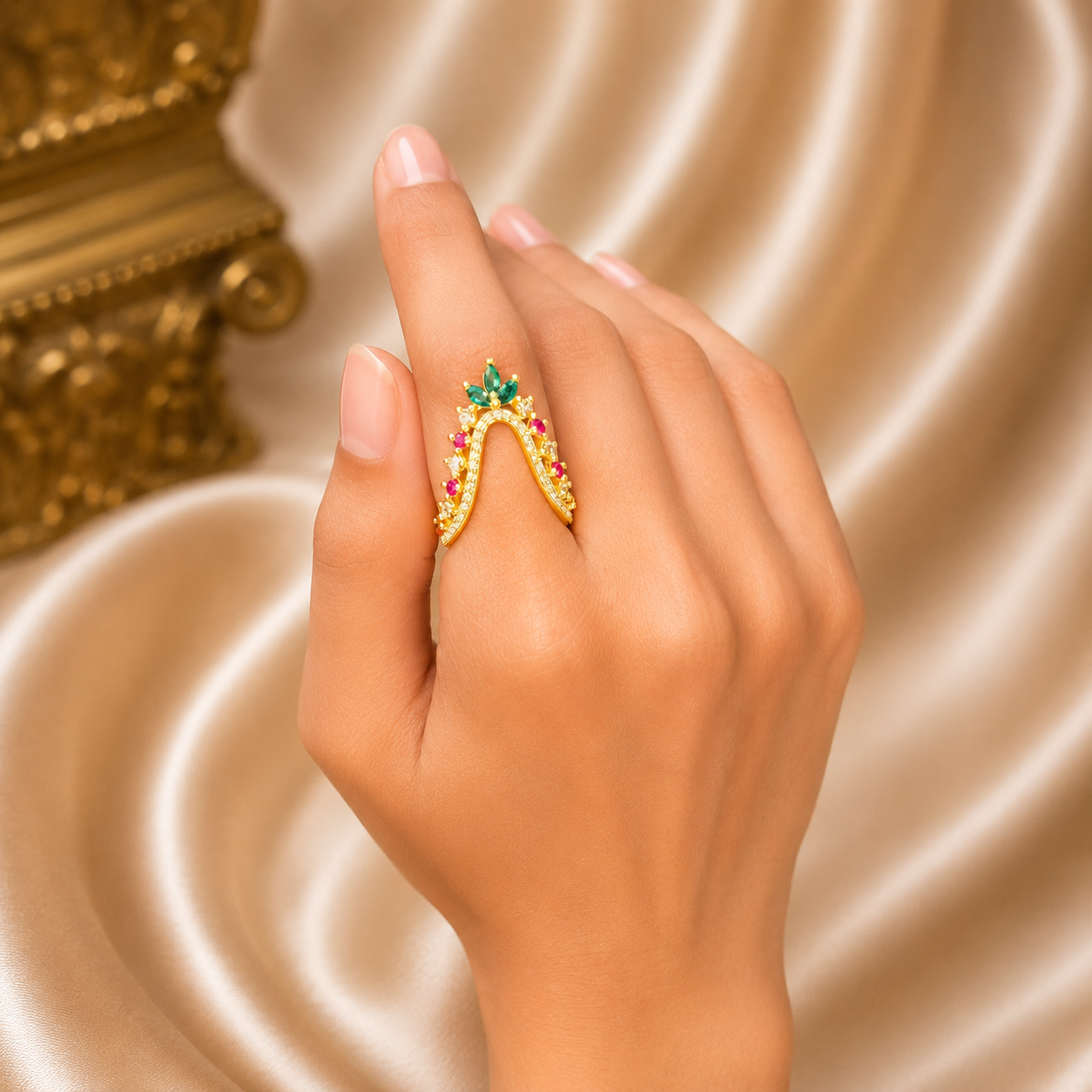 Grace in Every Curve – Gold Plated Silver Vanki Ring