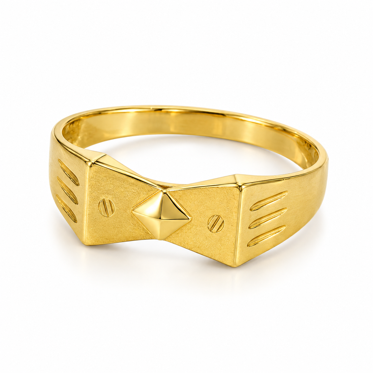 9K Gold Bold Motif Ring Size 20