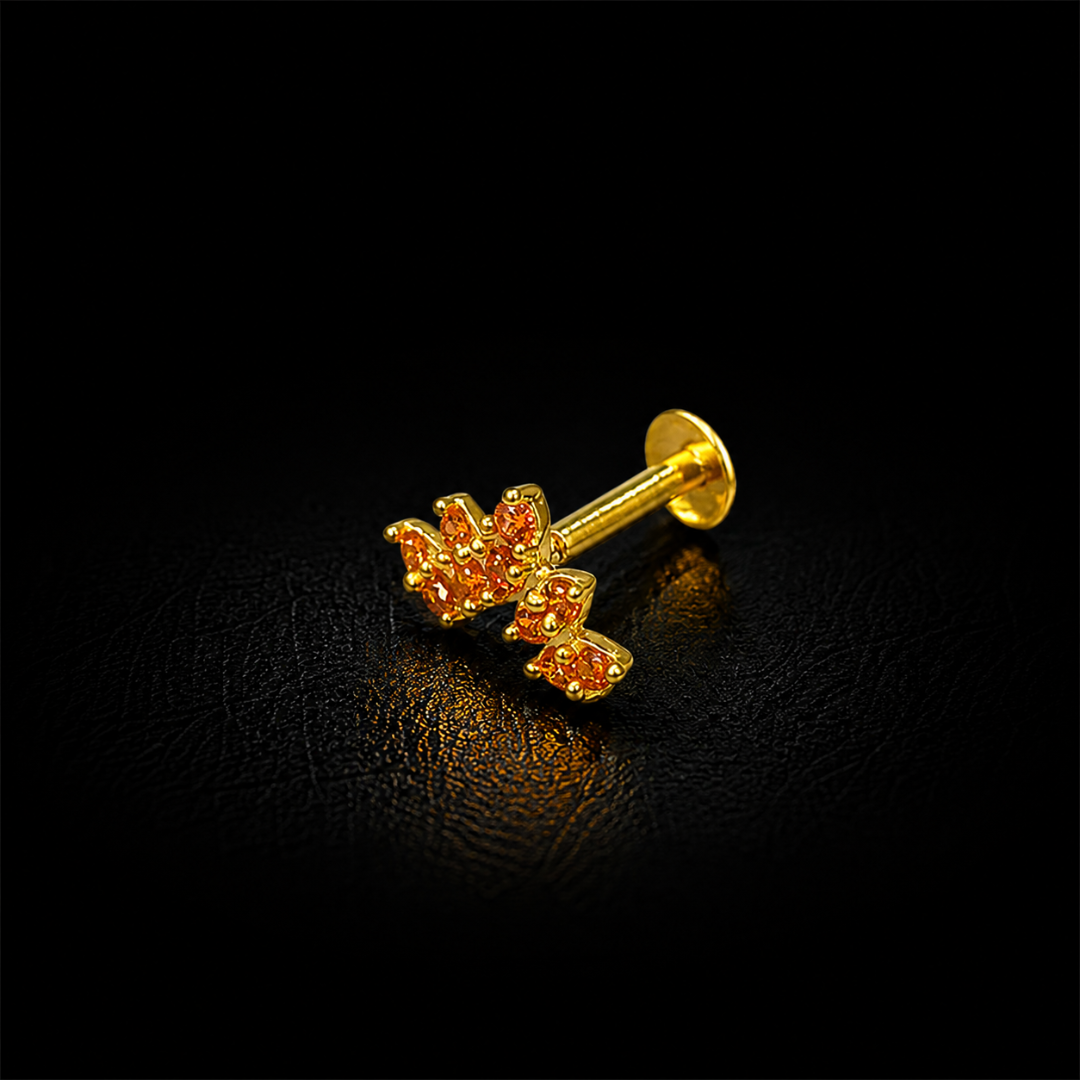 Elegant Orange Stone Gold Plated Silver Nosepin