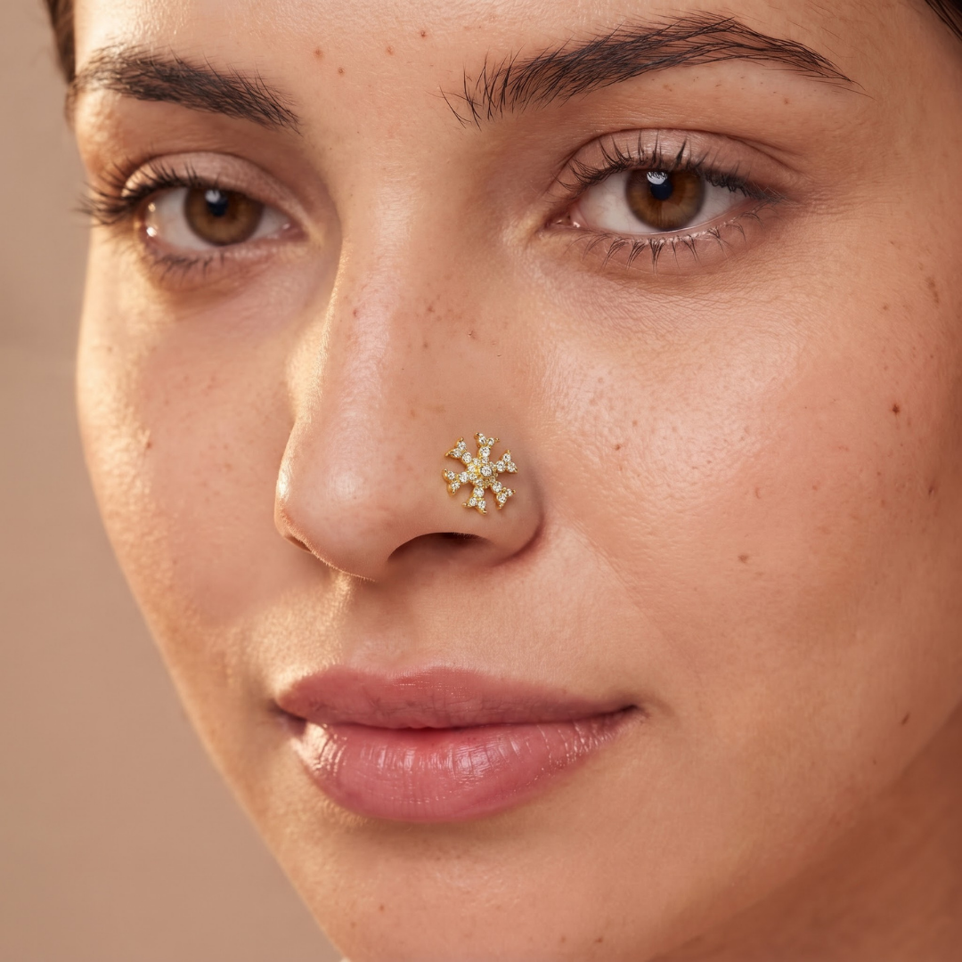 Radiant Swirl Gold-Plated Silver Nose Pin