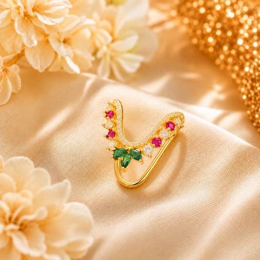 Grace in Every Curve – Gold Plated Silver Vanki Ring