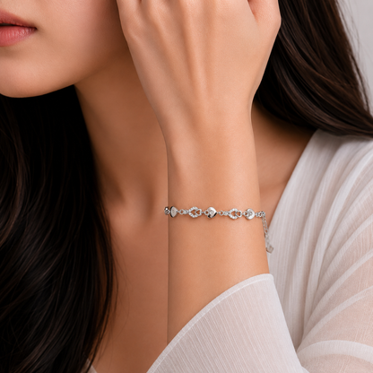 Infinity Hearts 92.5 Sterling Silver Bracelet