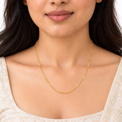 18K Gold Minimalist Paperclip Link Chain – 18 Inch