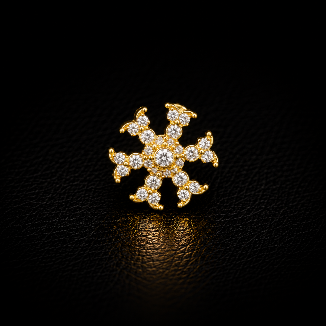 Radiant Swirl Gold-Plated Silver Nose Pin