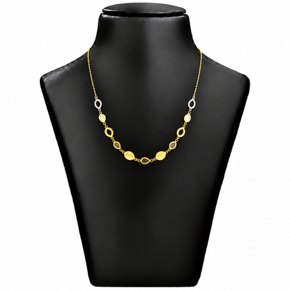 18K Gold S-Curve Stone Pendant Chain