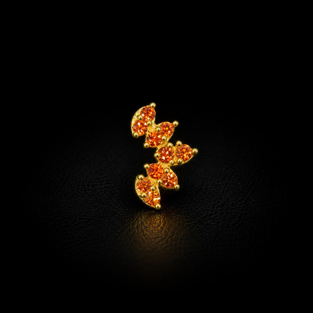 Elegant Orange Stone Gold Plated Silver Nosepin