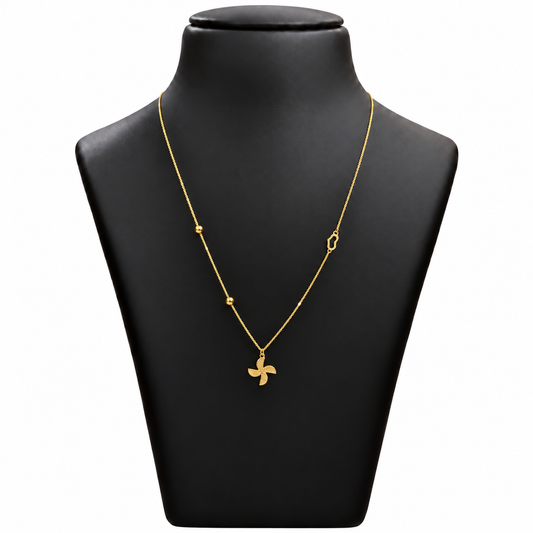 18K Gold Textured Pinwheel Pendant Chain – 18 Inch