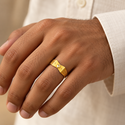 9K Gold Bold Motif Ring Size 20