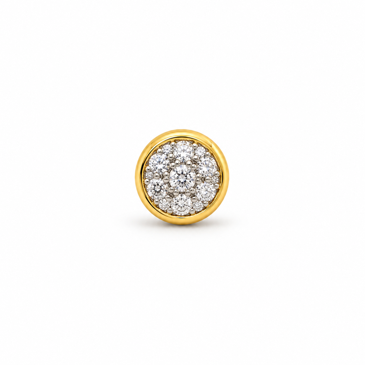 Gold Round White Stone Cluster Nosepin