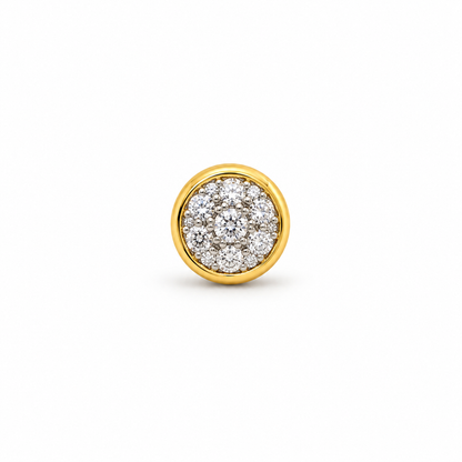 Gold Round White Stone Cluster Nosepin