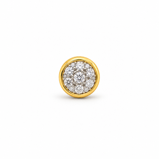 Gold Round White Stone Cluster Nosepin