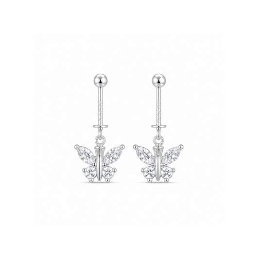 Crystal Flutter Sterling Silver Butterfly Bugadi