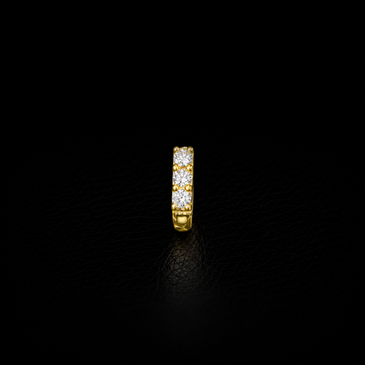 Gold-Plated 92.5 Sterling Silver 3 Stone J Nose Pin