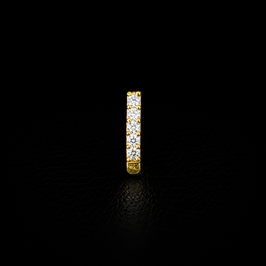 Gold-Plated 92.5 Sterling Silver 5 Stone J Nose Pin