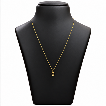 18K Gold Marquise White Stone Pendant Chain – 18 Inch