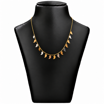 18K Gold Two-Tone Crescent Moon Charm Chain