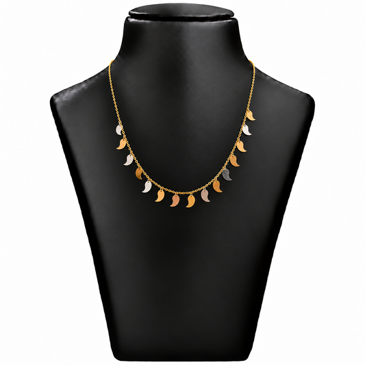 18K Gold Two-Tone Crescent Moon Charm Chain