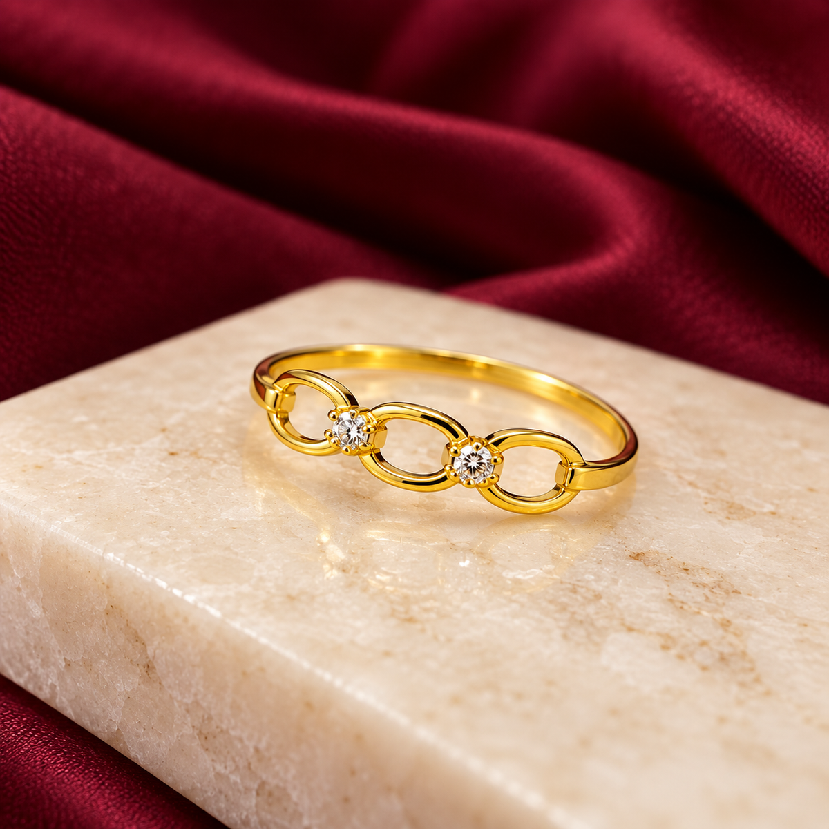 9K Gold Triple Loop Ring Size 12