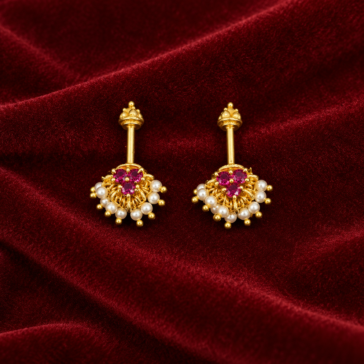 Ruby Pearl Floral Golden Bugadi