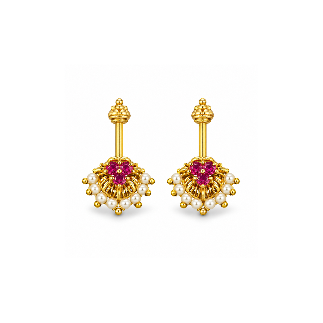 Ruby Pearl Floral Golden Bugadi