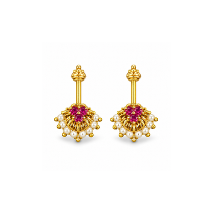 Ruby Pearl Floral Golden Bugadi