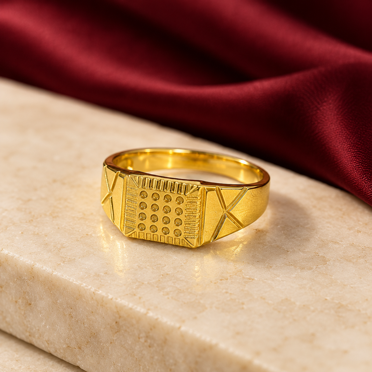 9K Gold Square Ring Size 22
