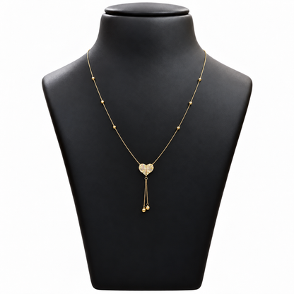 18K Gold Sunburst Heart Tassel Chain – 18 Inch