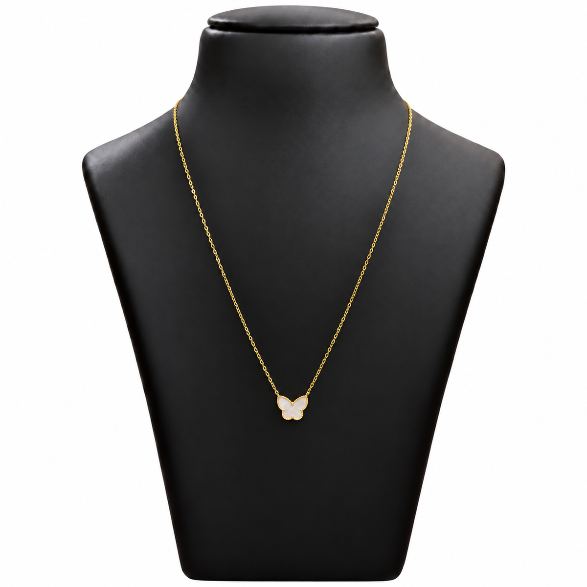 18K Gold White Butterfly Chain – 18 Inch