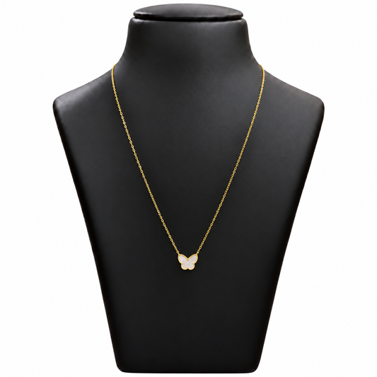 18K Gold White Butterfly Chain – 18 Inch